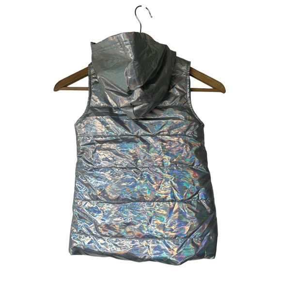 Disney Frozen Silver Metallic Puffer Winter Vest Size Small Size 6 Hoodie - Picture 2 of 5